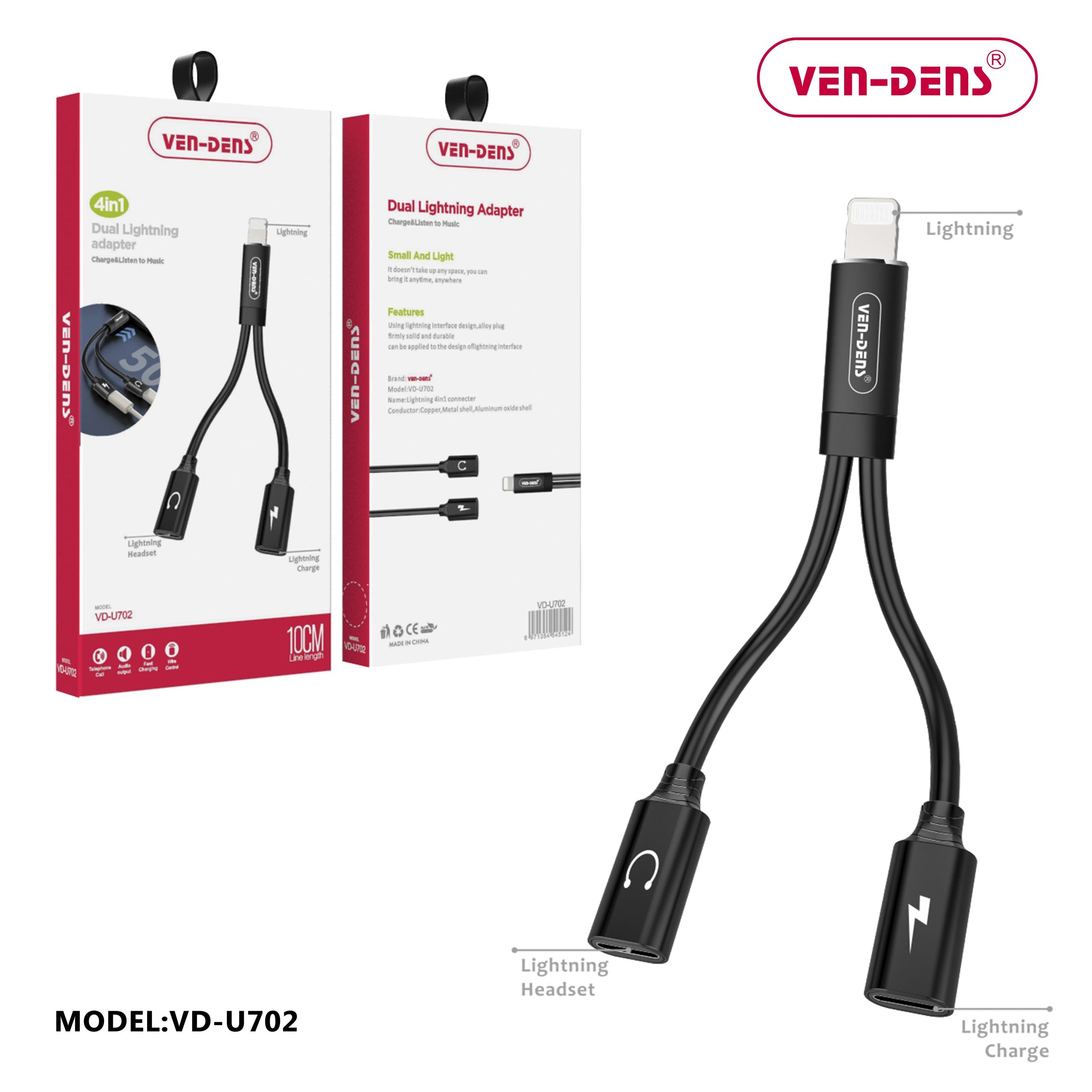 Ven-Dens VD-ADP004 Dual Lightning Adapter 10cm